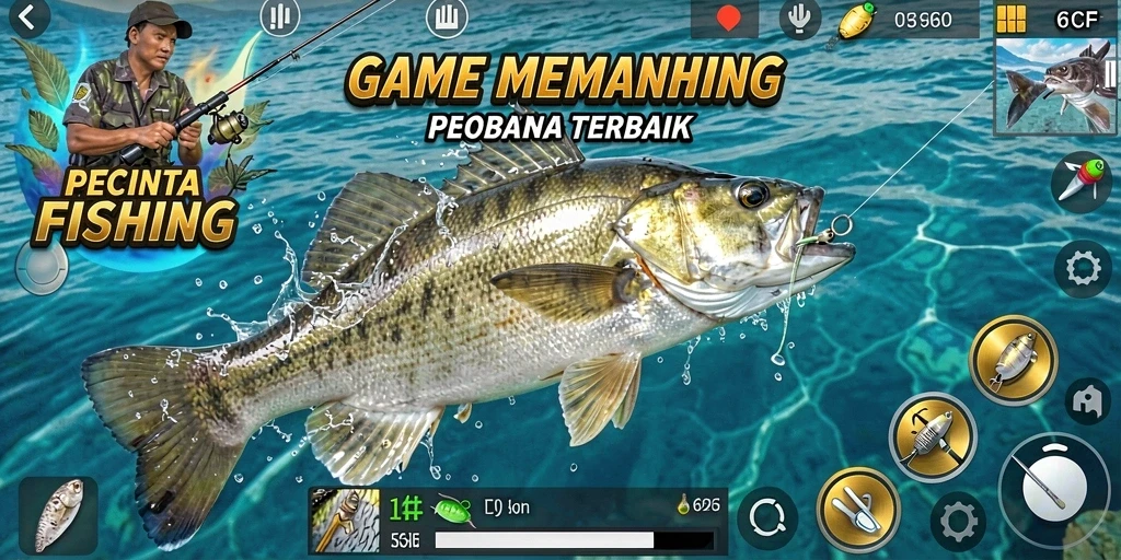 Gameplay 6CF yang menarik saat menangkap ikan di lautan.