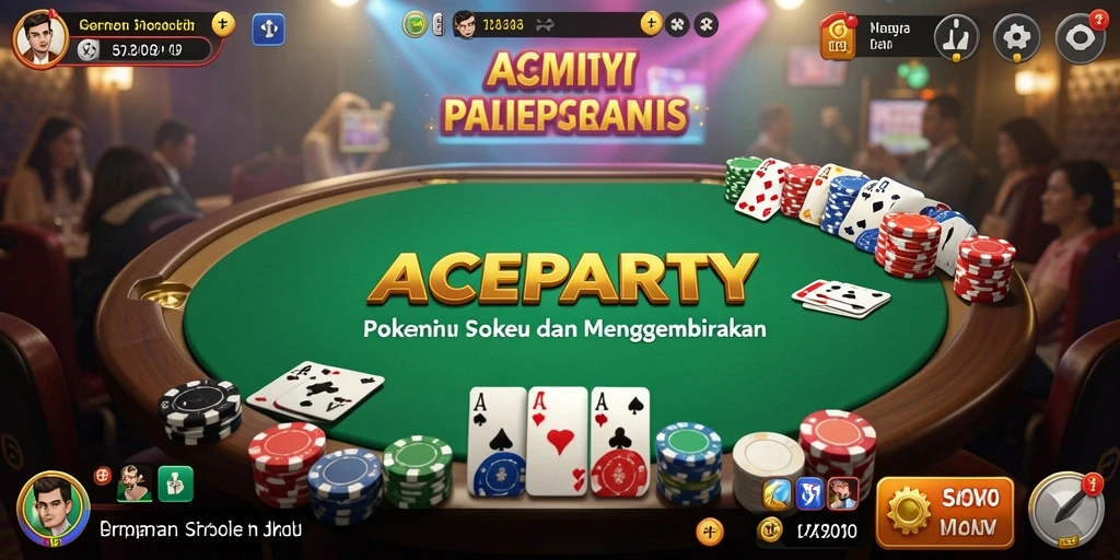 Screenshot ACEPARTY menampilkan momen seru permainan Poker.