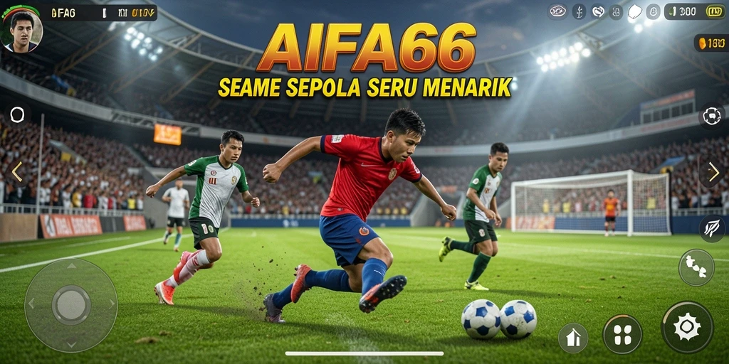 Tampilan gameplay AIFA66 yang menegangkan dalam pertandingan sepak bola.