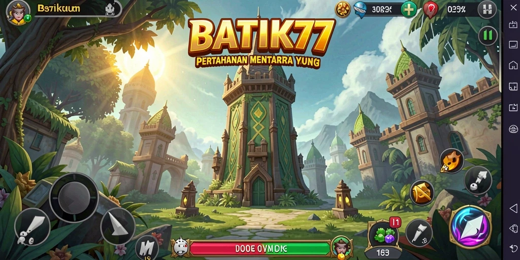 Tangkapan layar menunjukkan pertempuran menara dalam BATIK77.