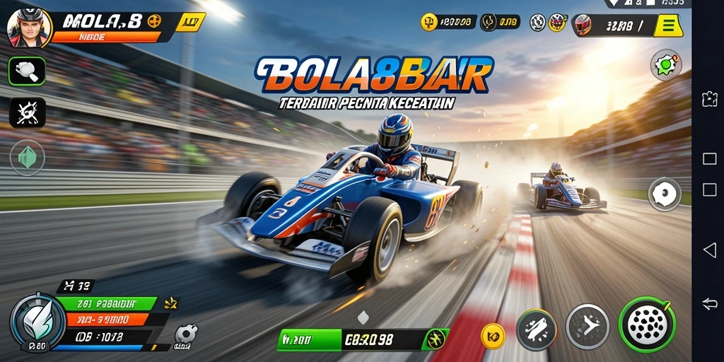 Gameplay BOLA88 menampilkan aksi balap yang mendebarkan dan seru.