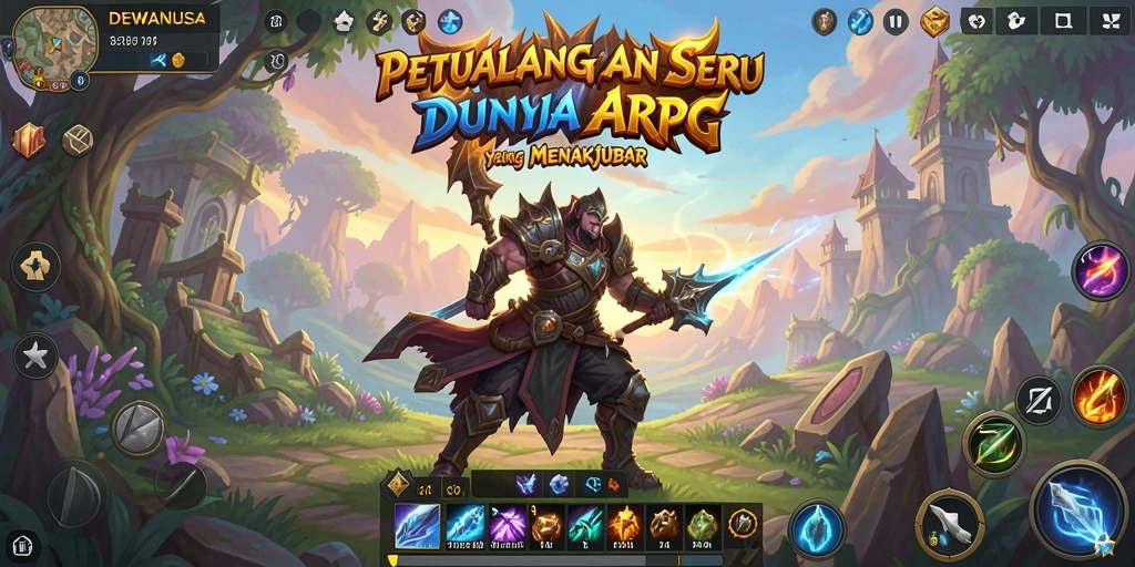 Screenshot utama DEWANUSA menampilkan aksi pertempuran yang intens dalam dunia ARPG.
