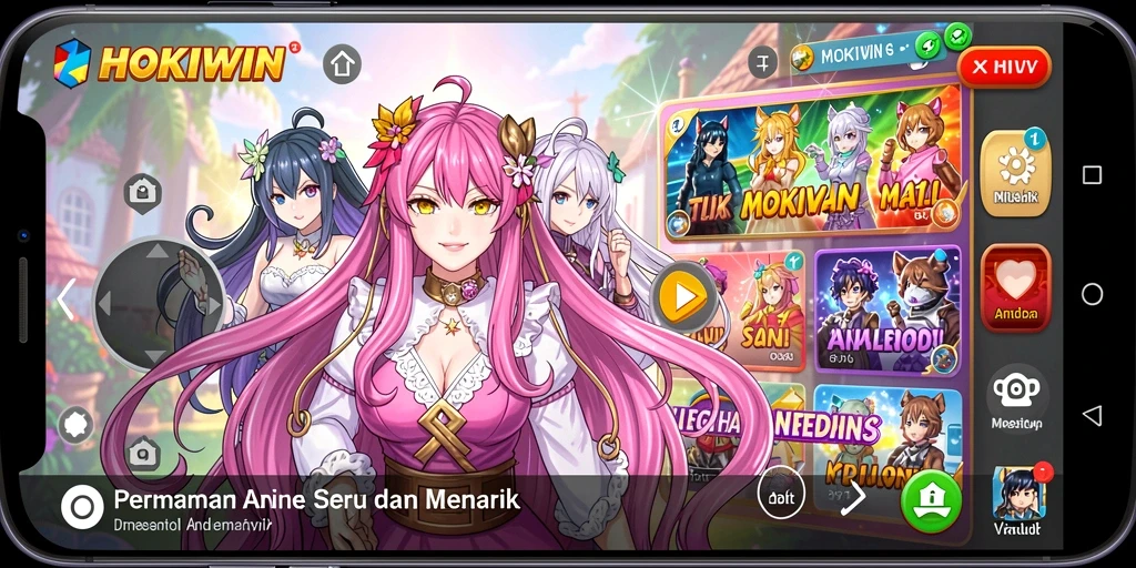 Tangkapan layar gameplay <strong>HOKIWIN</strong> menunjukkan aksi karakter anime yang seru.