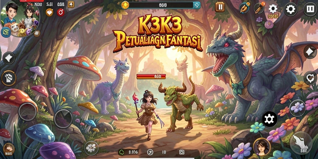 Screenshot K3K3 menampilkan aksi petualangan yang mendebarkan.