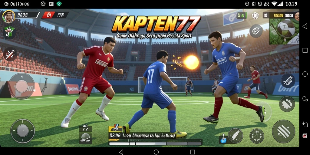 Screenshot gameplay KAPTEN77 menampilkan aksi seru dalam pertandingan olahraga.