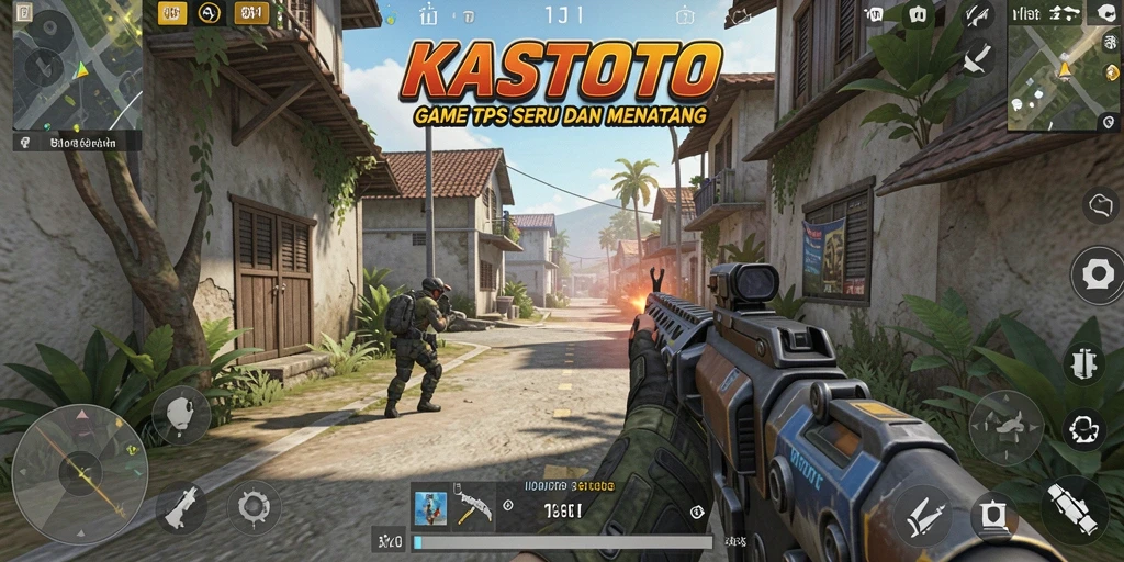 Tampilan gameplay KASTOTO yang seru dan intens dalam pertempuran TPS.