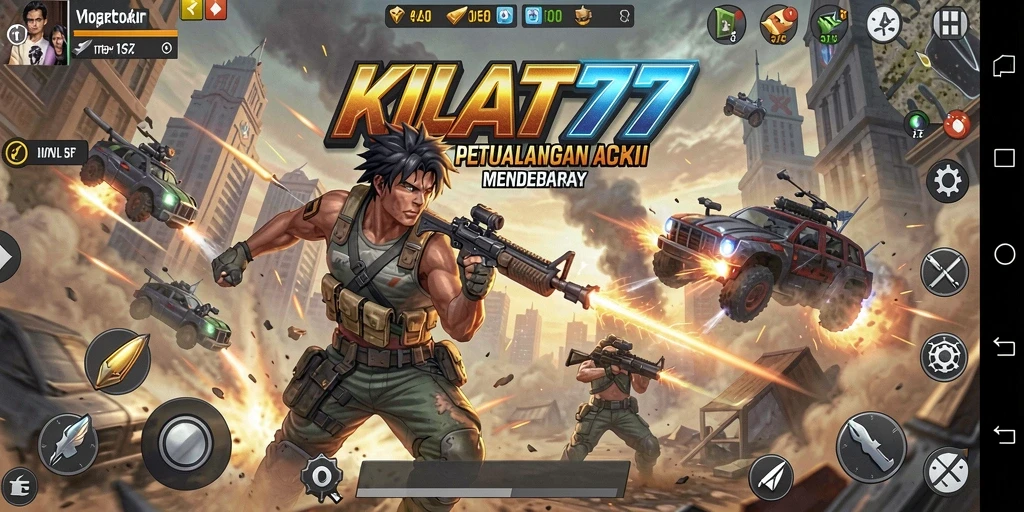 Tampilan aksi mendebarkan dalam gameplay KILAT77.