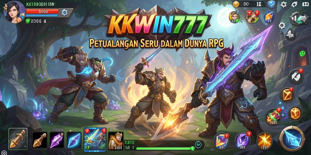 Screenshot KKWIN777 menampilkan pertempuran seru dalam dunia RPG yang memukau.