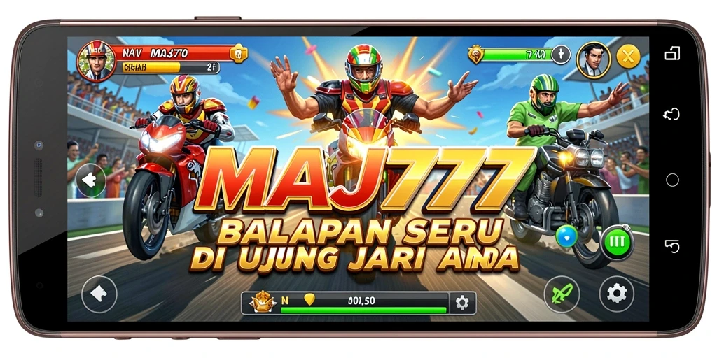 Tampilan gameplay menegangkan dari balapan di MAJ777.