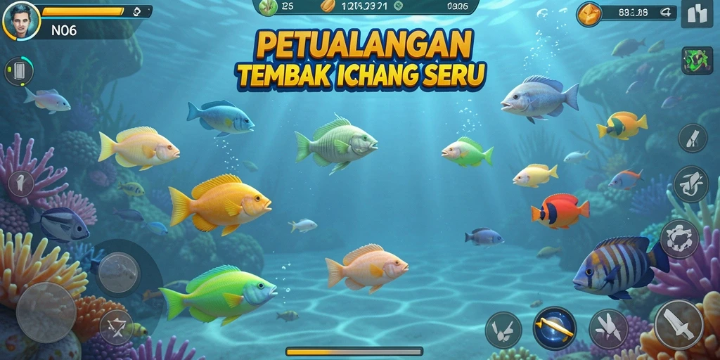 Tampilan gameplay N06 yang memukau saat menembak ikan.