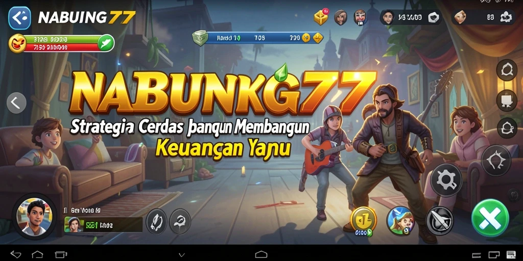 Screenshot utama NABUNG77 menampilkan gameplay pengelolaan keuangan yang mendidik.