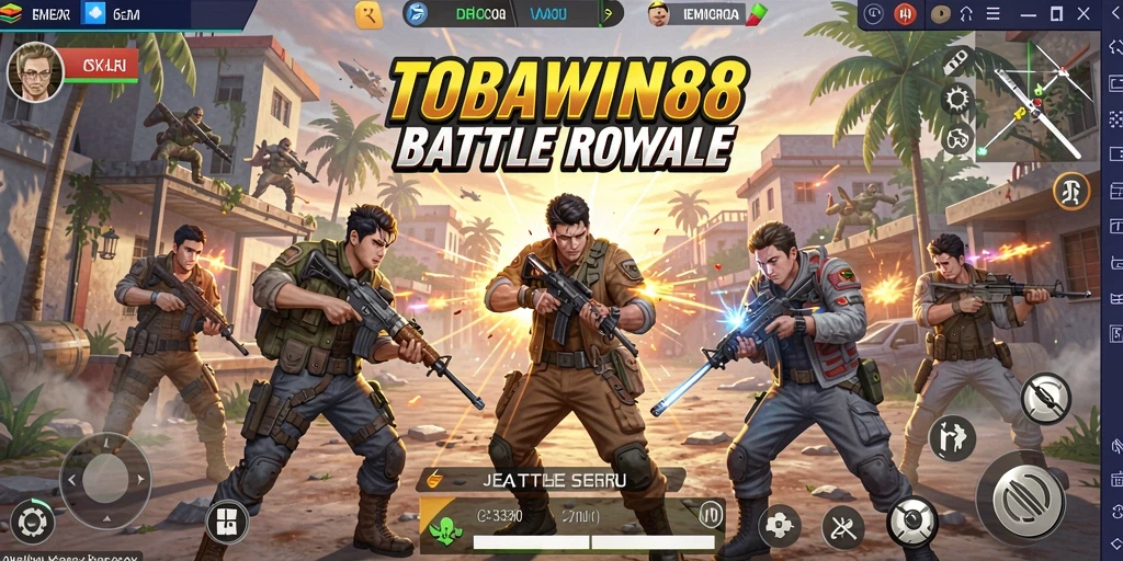 Tampilan gameplay seru dalam pertempuran Battle Royale TOBAWIN88.