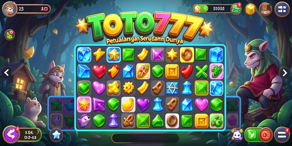 Tampilan gameplay TOTO777 yang seru dan penuh warna dalam Match-3.