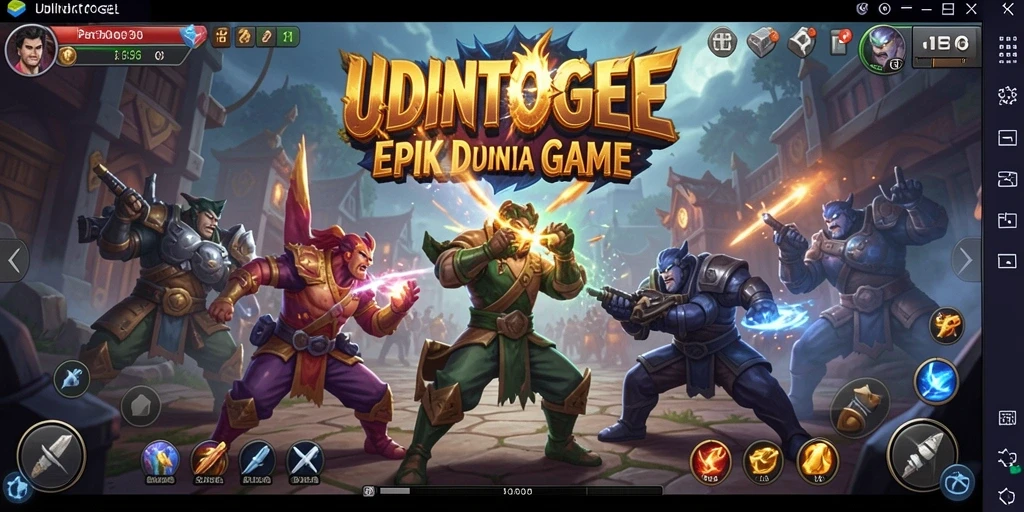 Tampilan gameplay UDINTOGEL saat pertarungan sengit berlangsung.