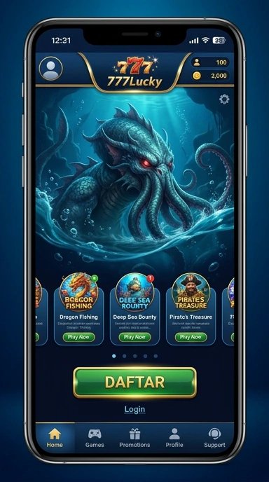 Screenshot antarmuka pengguna 777lucky yang menarik.